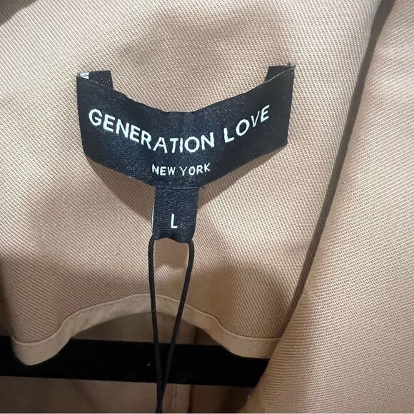 NWT GENERATION LOVE KARL GABARDINE BLAZER TAN size large women cropped - Picture 12 of 14